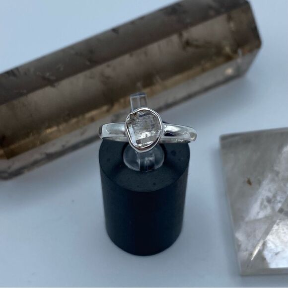 Natural Herkimer Diamond Sterling Silver Ring Size 6 - Picture 3 of 9